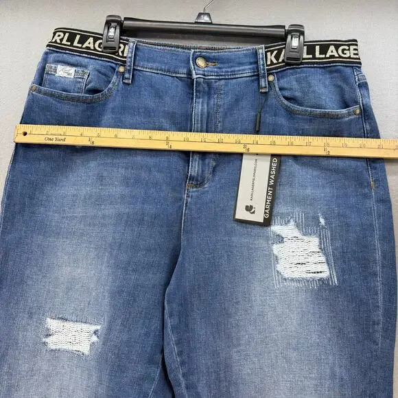 Karl Lagerfeld Paris Jeans Women's 16 Blue Cannes Straight High Rise L2TK2276 - Picture 11 of 14